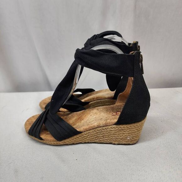 UGG® Women's 6.5 Black Traci Espadrille Wedge Sandals Heels - Picture 5 of 10